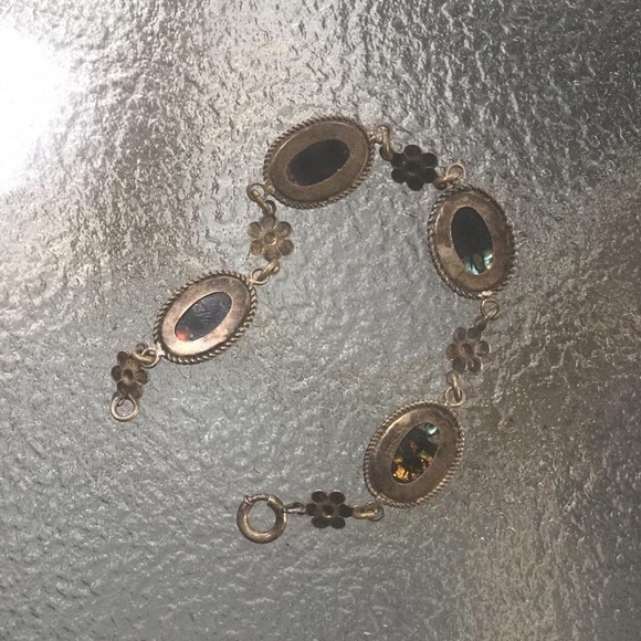 Vintage Sterling Silver Morpho Butterfly Wing Bracelet - Picture 3 of 4